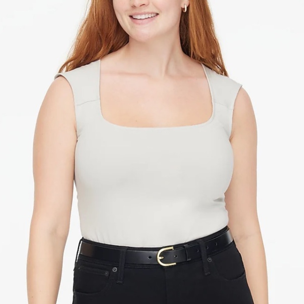 J crew Cap-sleeve stretch cotton-blend squareneck tank top